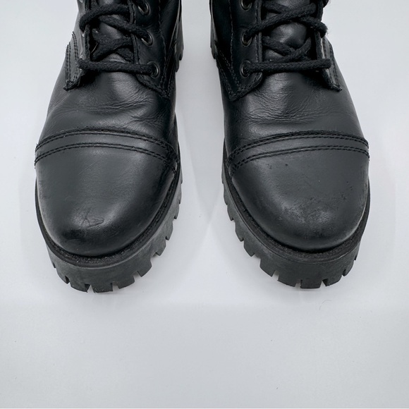 Steve Madden Olly Lace Up Women's Leather Boots Color Black SZ9.5 - Picture 3 of 13